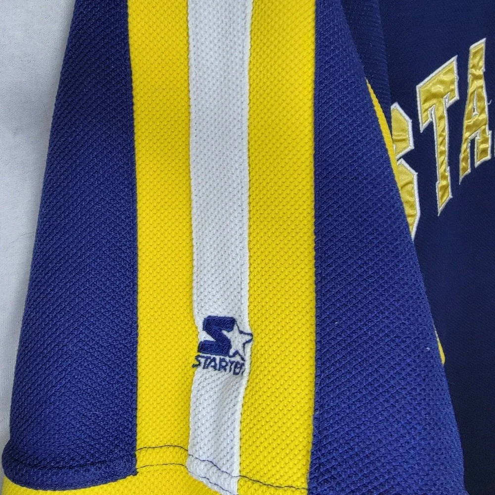 Vintage Y2k 90s Starter Black Label Navy And Yellow Snap Button Up Sz XL NBA MLB